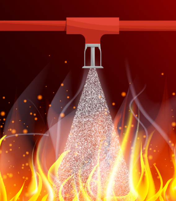 Sistema que trabaja descargando gas de sal de potasio en las zonas que se consideran propensas a incendios y se busca sofocar el fuego minimizando el daño a personas, equipos electrónicos o instalaciones.